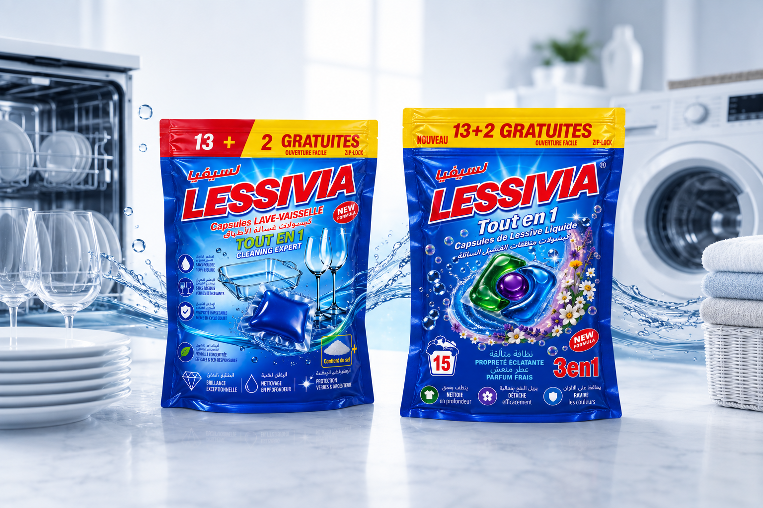 Packs Lessivia lave-vaisselle et lave-linge